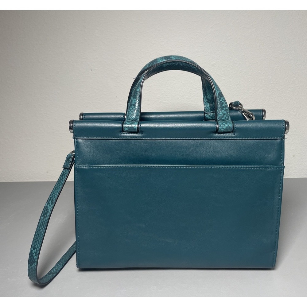 Alfani Dark Teal Dowel Satchel Created Petrol SnakeSkin Handbag
